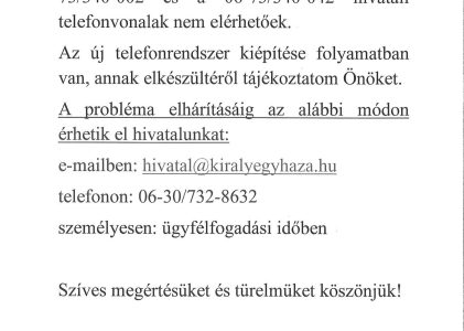 Átmeneti elérhetőségeink